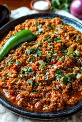 Delicious Alinazik dish with eggplant and minced meat served in a traditional Turkish style.