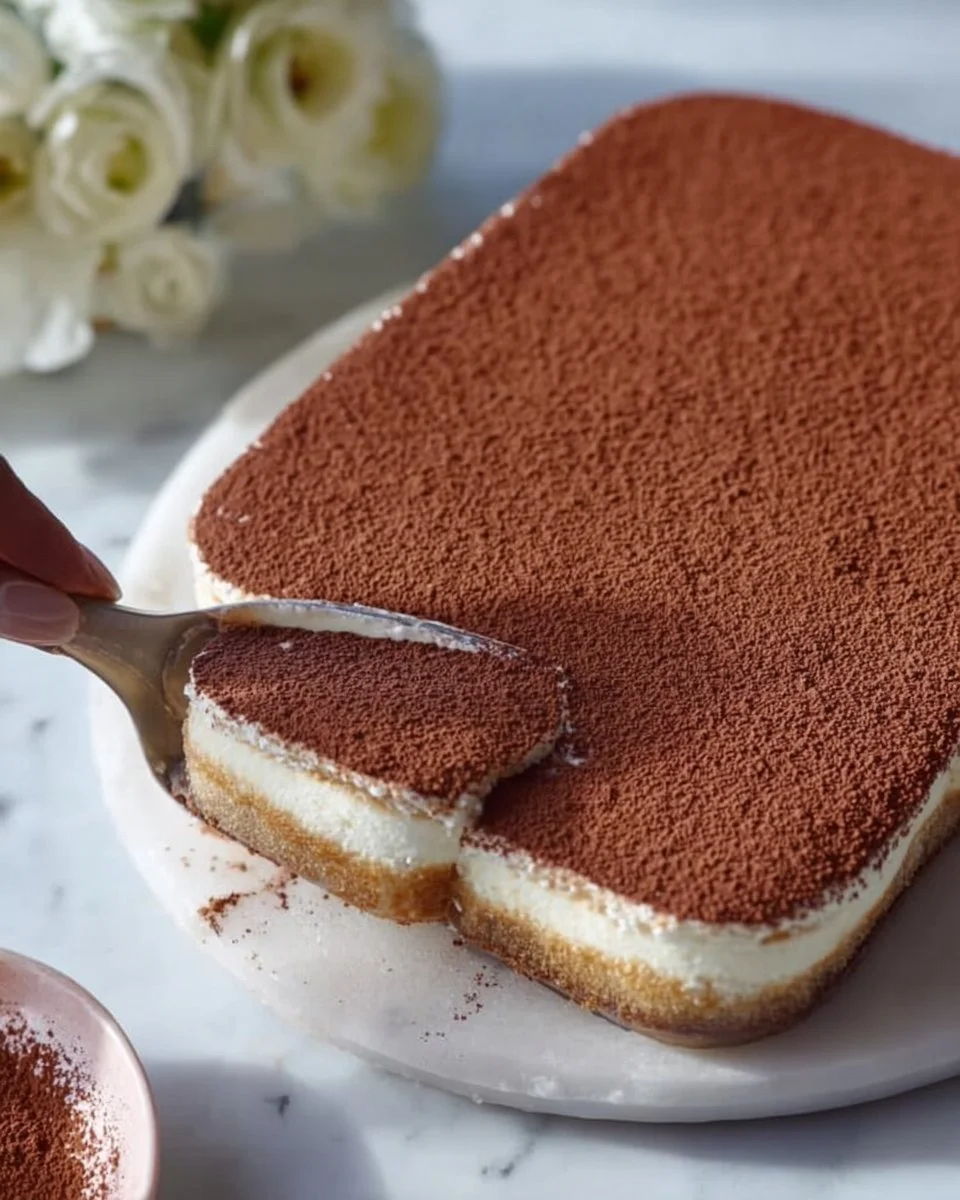 Delicious servings of authentic Italian Tiramisu dessert with cocoa powder