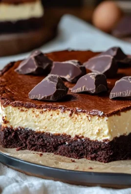 Delicious slice of Brownie Cheesecake topped with chocolate drizzle