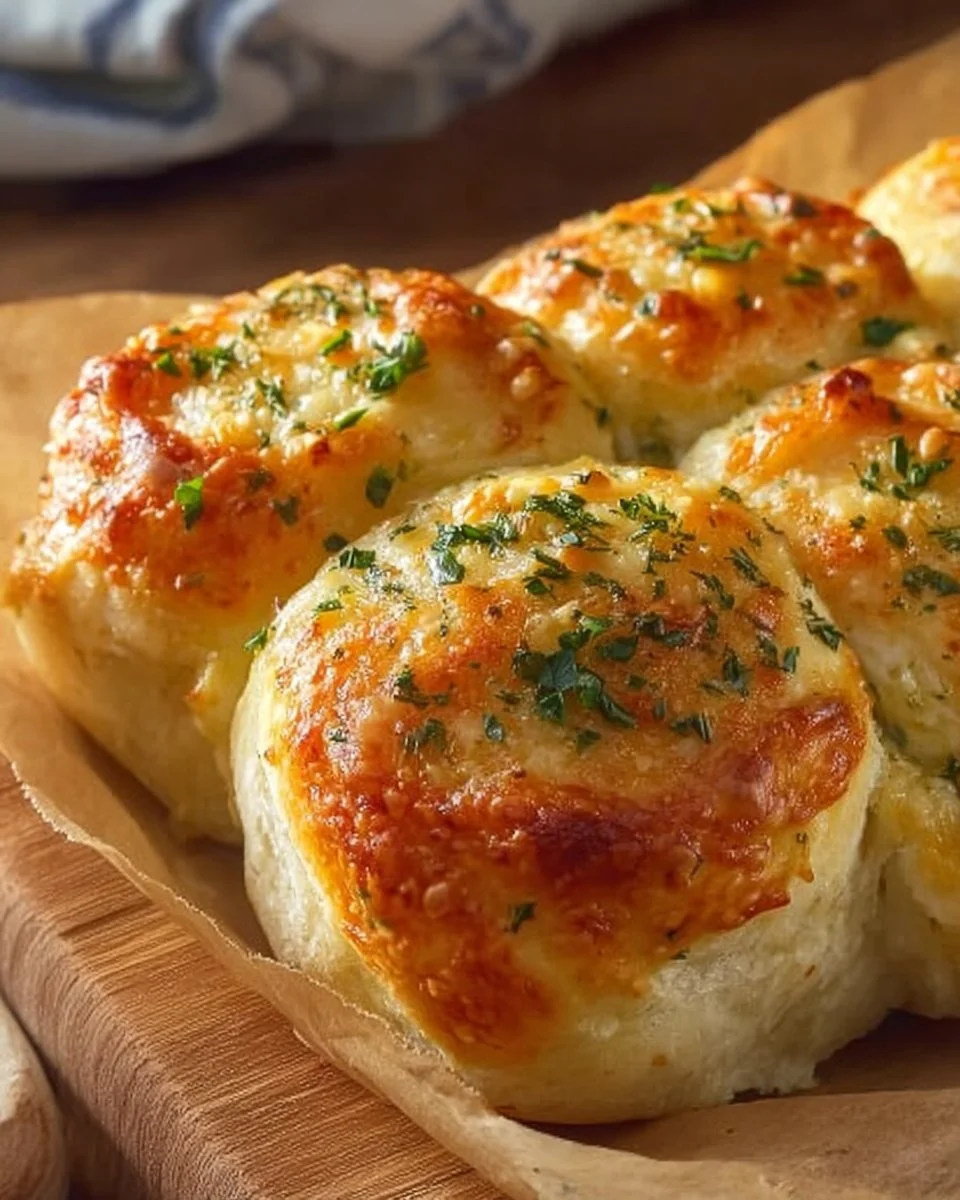Delicious buttery cheese garlic rolls fresh out of the oven.