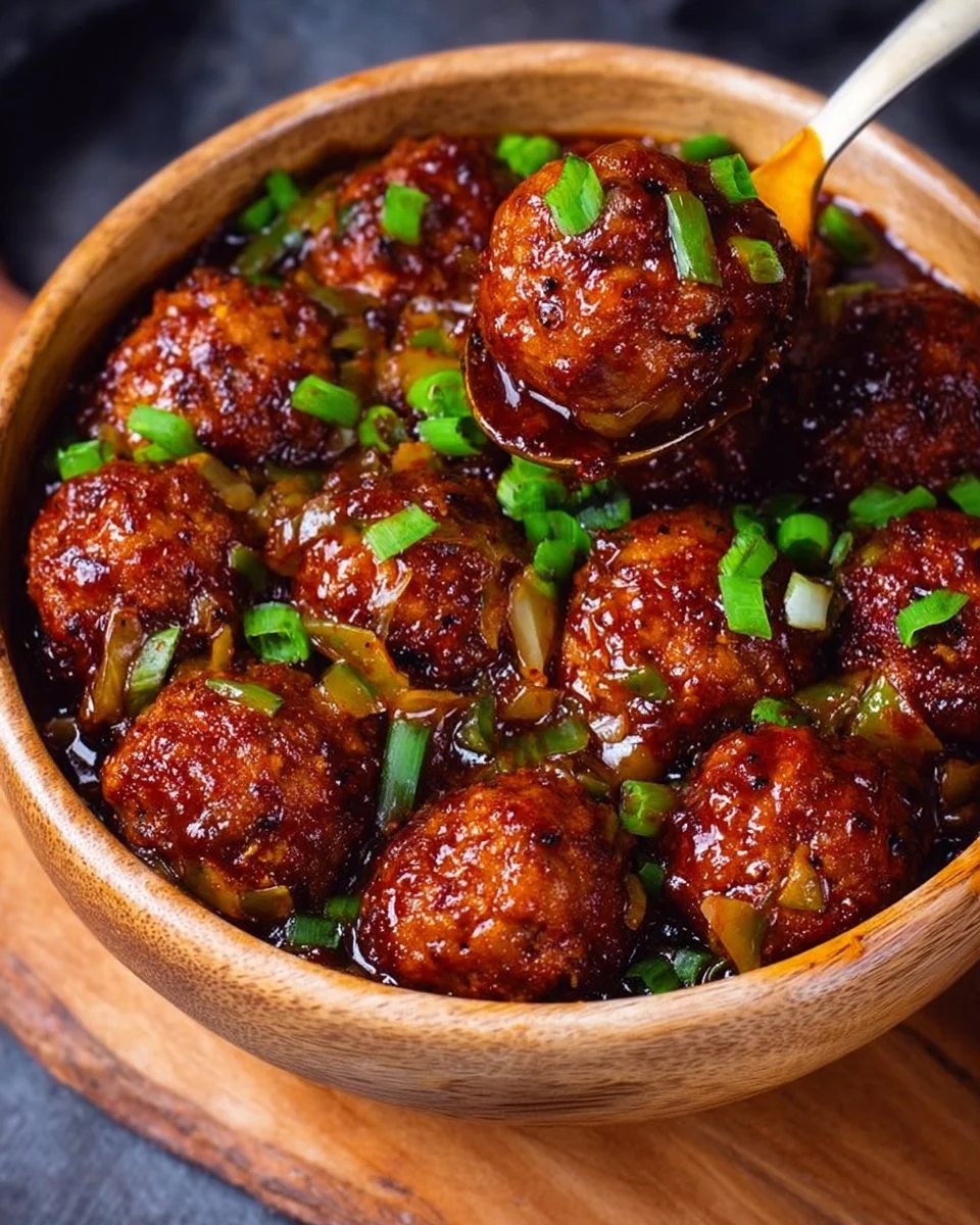 Cabbage Manchurian served in a bowl with garnishes