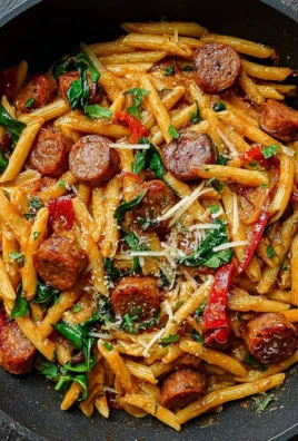 Delicious Cajun Sausage Pasta served with fresh herbs and spices