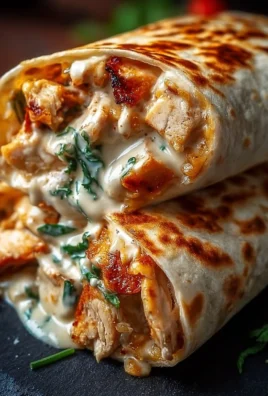Delicious cheesy chicken garlic wraps served on a plate