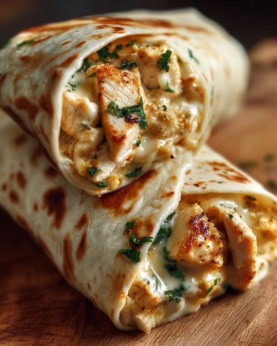Cheesy Chicken Garlic Wraps