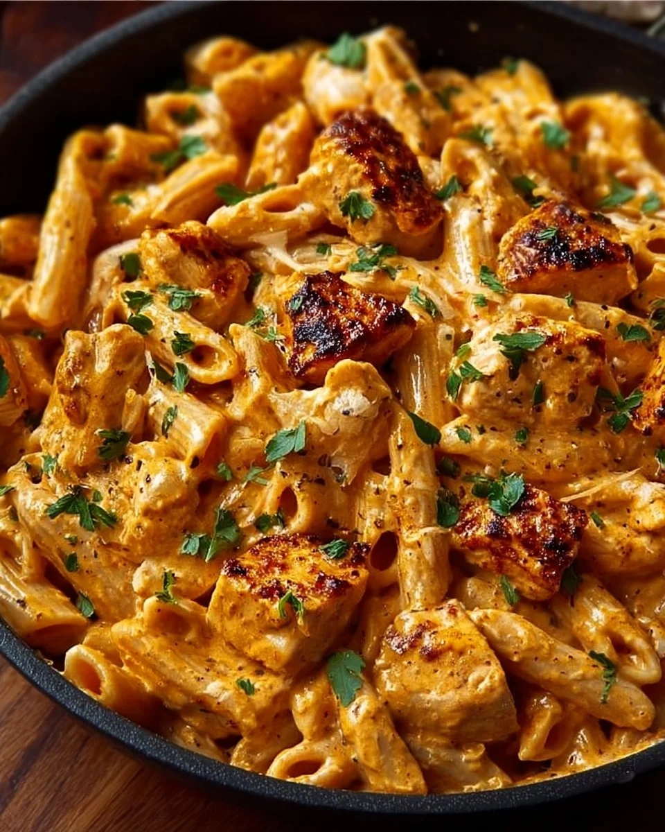 Creamy cowboy butter chicken pasta cooked with rich spices and herbs