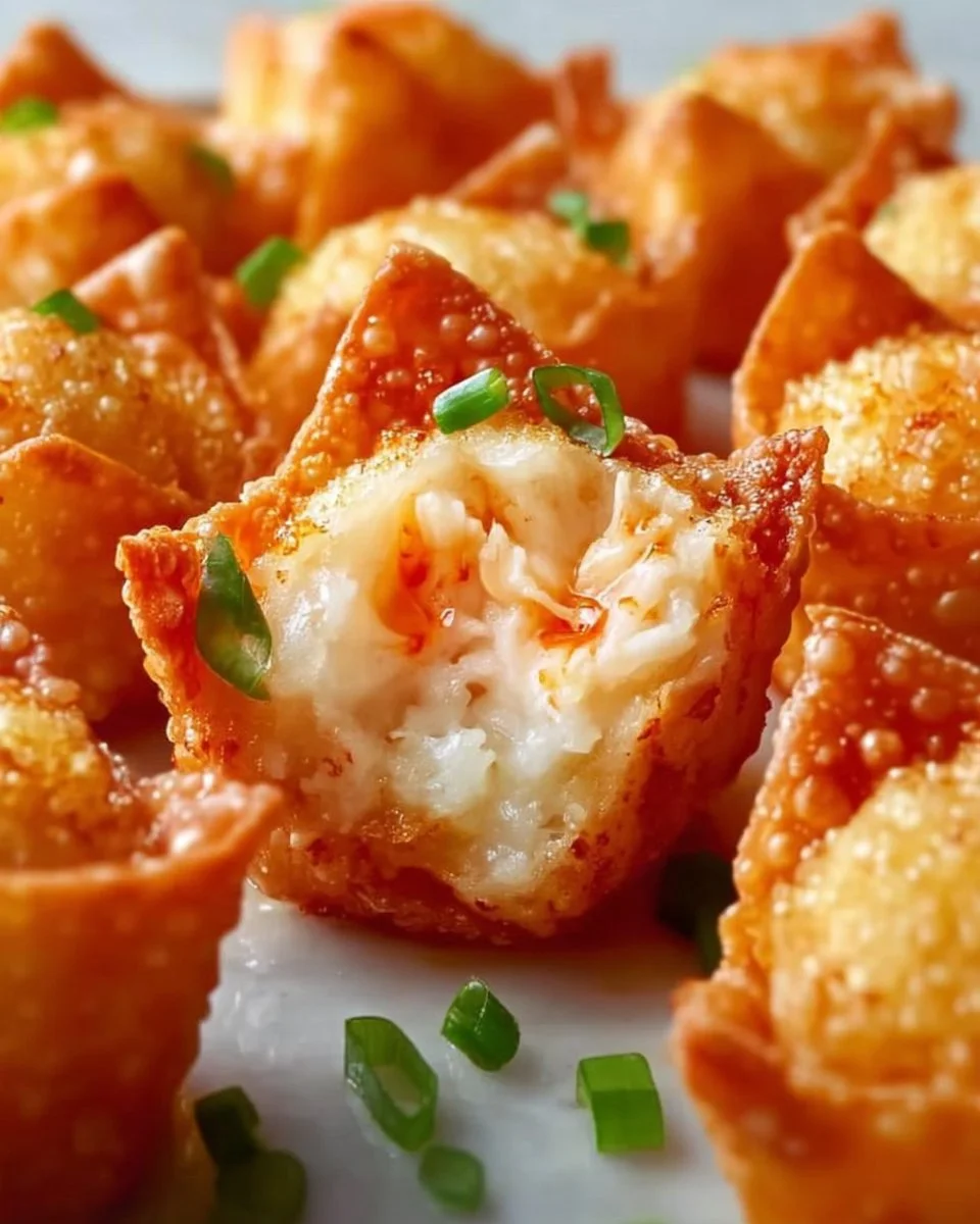 Crispy Crab Rangoon Bombs filled with cream cheese, served as an appetizer