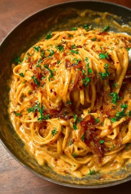 Delicious creamy caramelized onion pasta served in a bowl