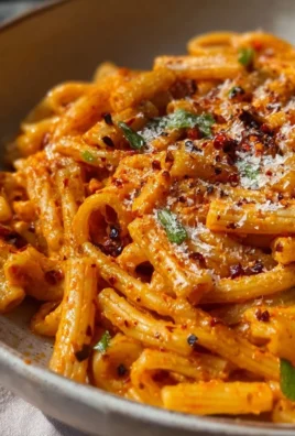 Delicious creamy chili oil pasta topped with fresh herbs and spices.