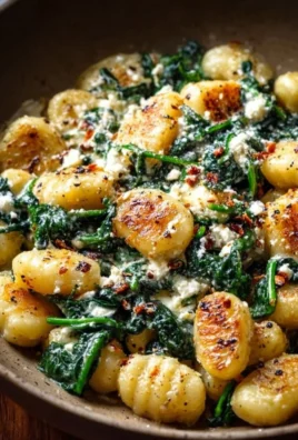Creamy gnocchi dish made with spinach and feta cheese