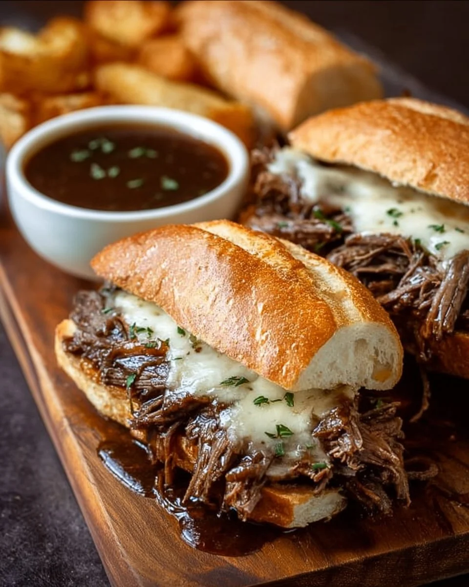 Crockpot French Dip Sandwiches