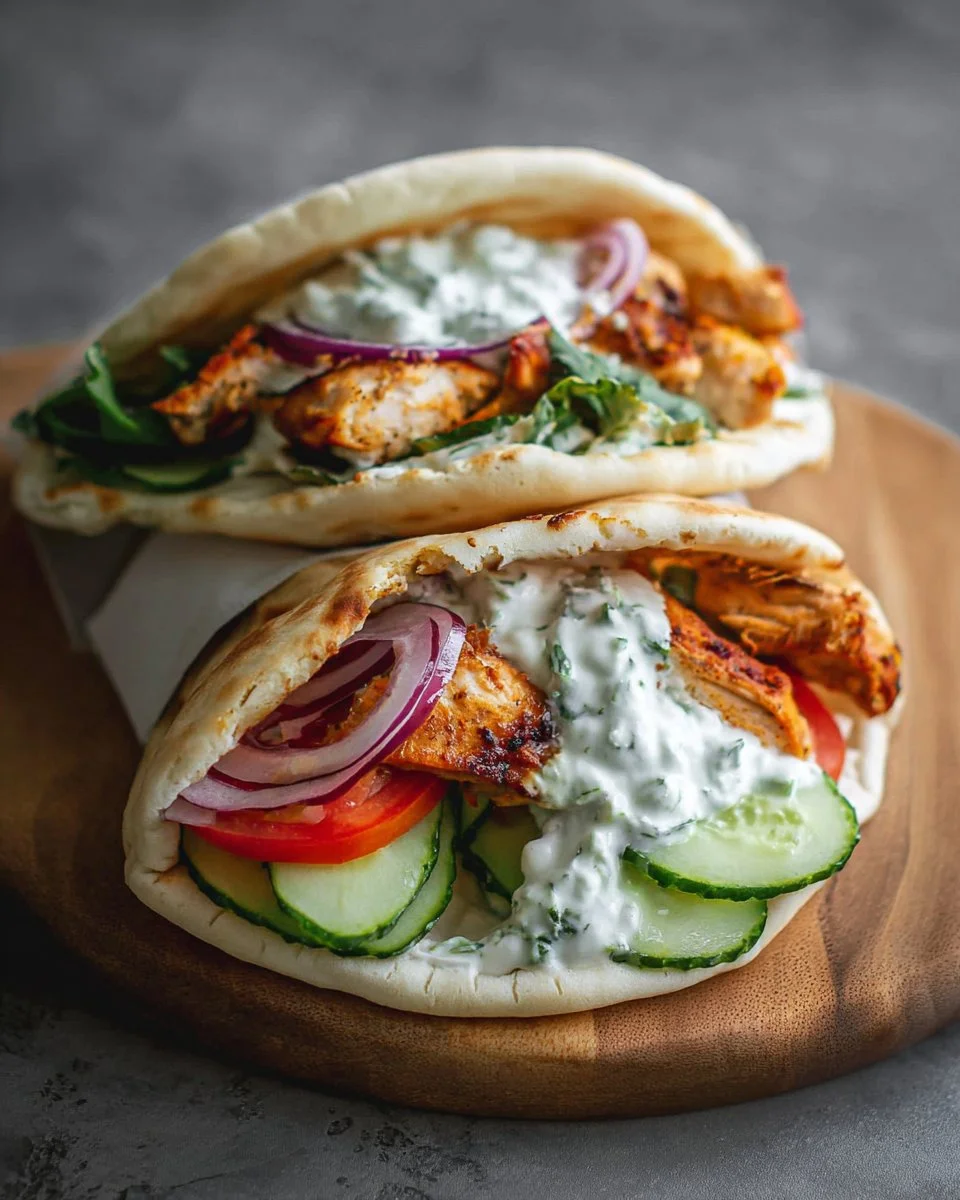 Crockpot Greek Chicken Pitas with Tzatziki
