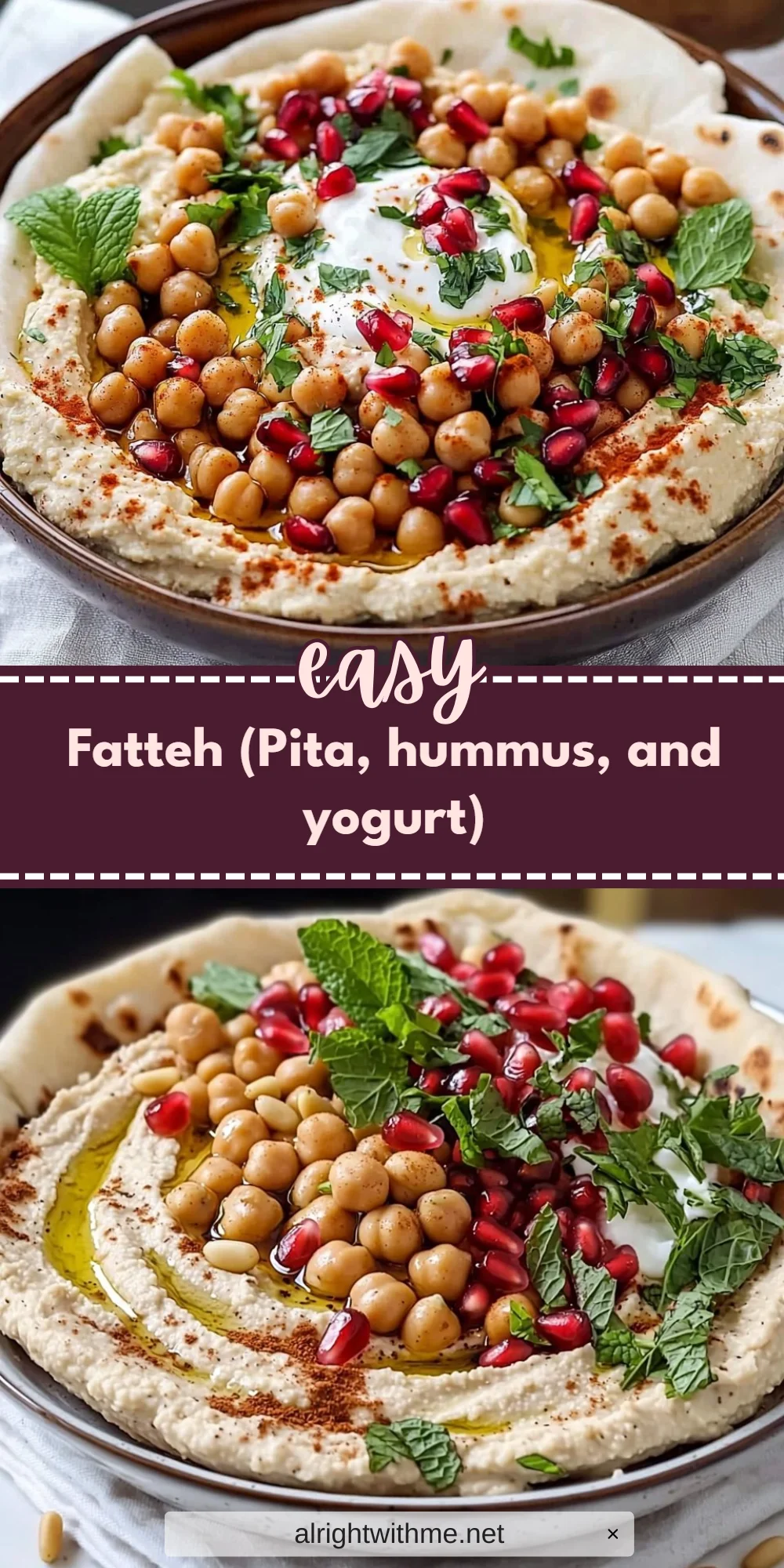 Fatteh (Pita, hummus, and yogurt)