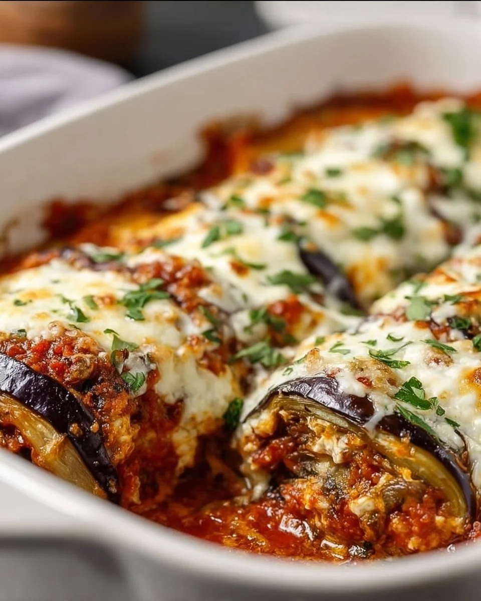 Fluffy Eggplant Rollatini Bake