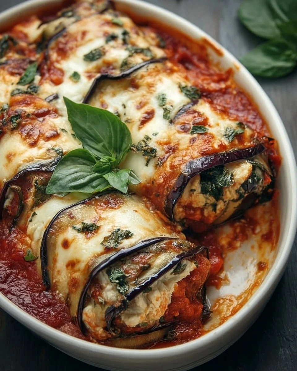 Fluffy Eggplant Rollatini Bake