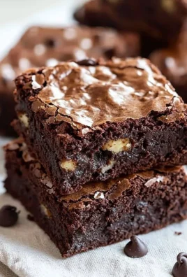 Delicious fudgiest brownies topped with chocolate and nuts