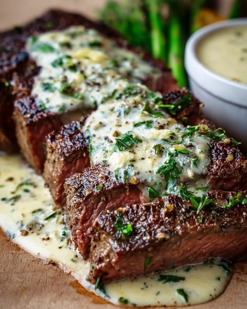 Garlic Butter Steak With Parmesan Cream Sauce