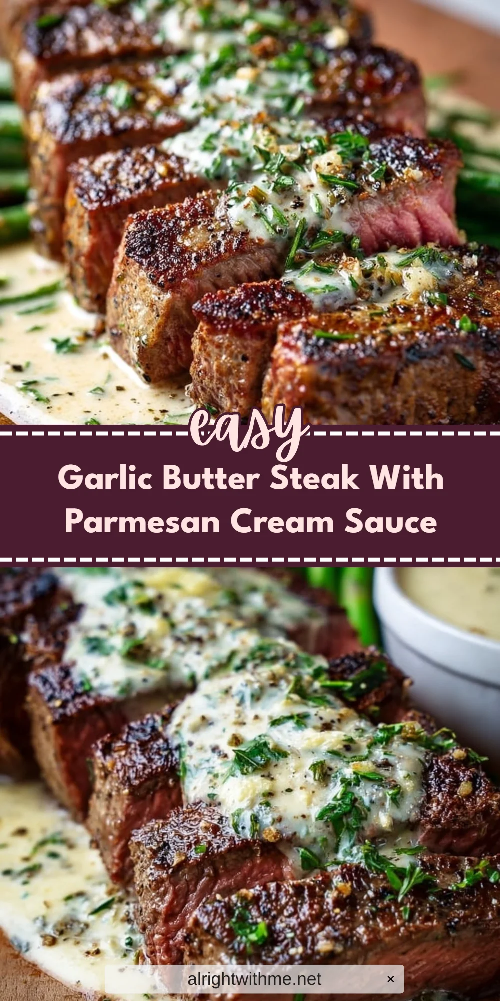 Garlic Butter Steak With Parmesan Cream Sauce