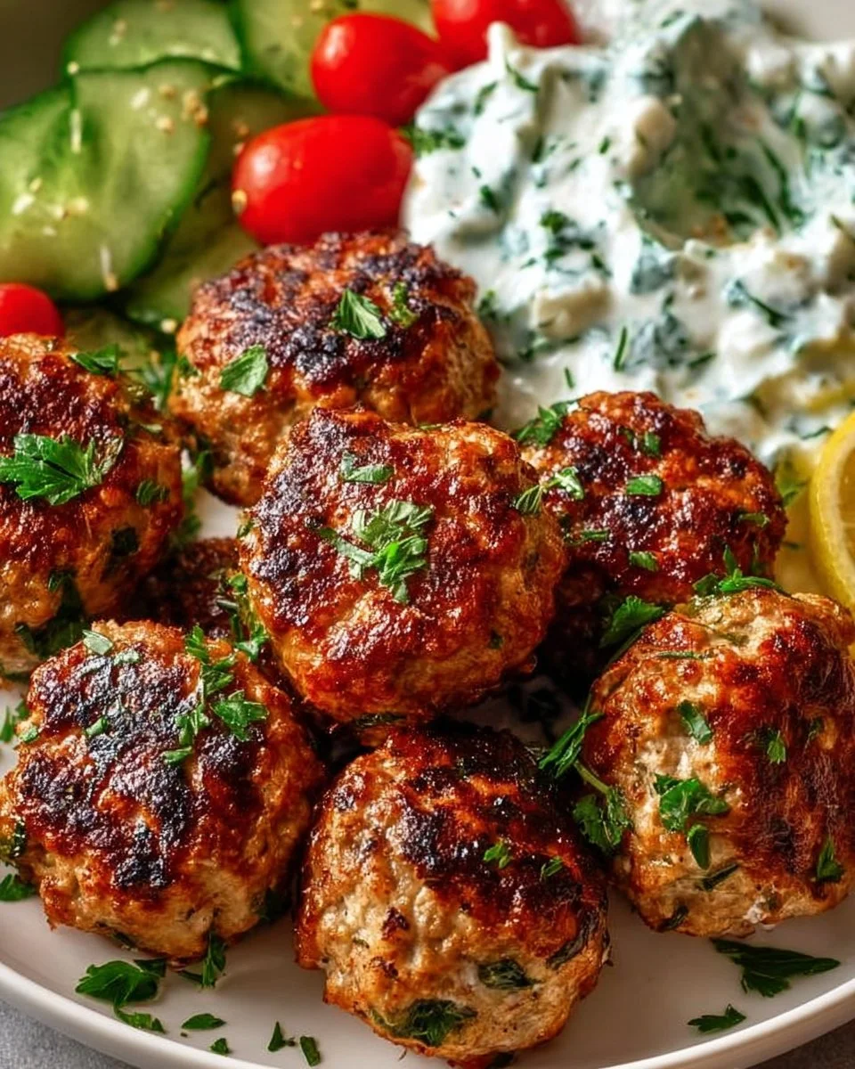 Greek Turkey Meatballs with Tzatziki