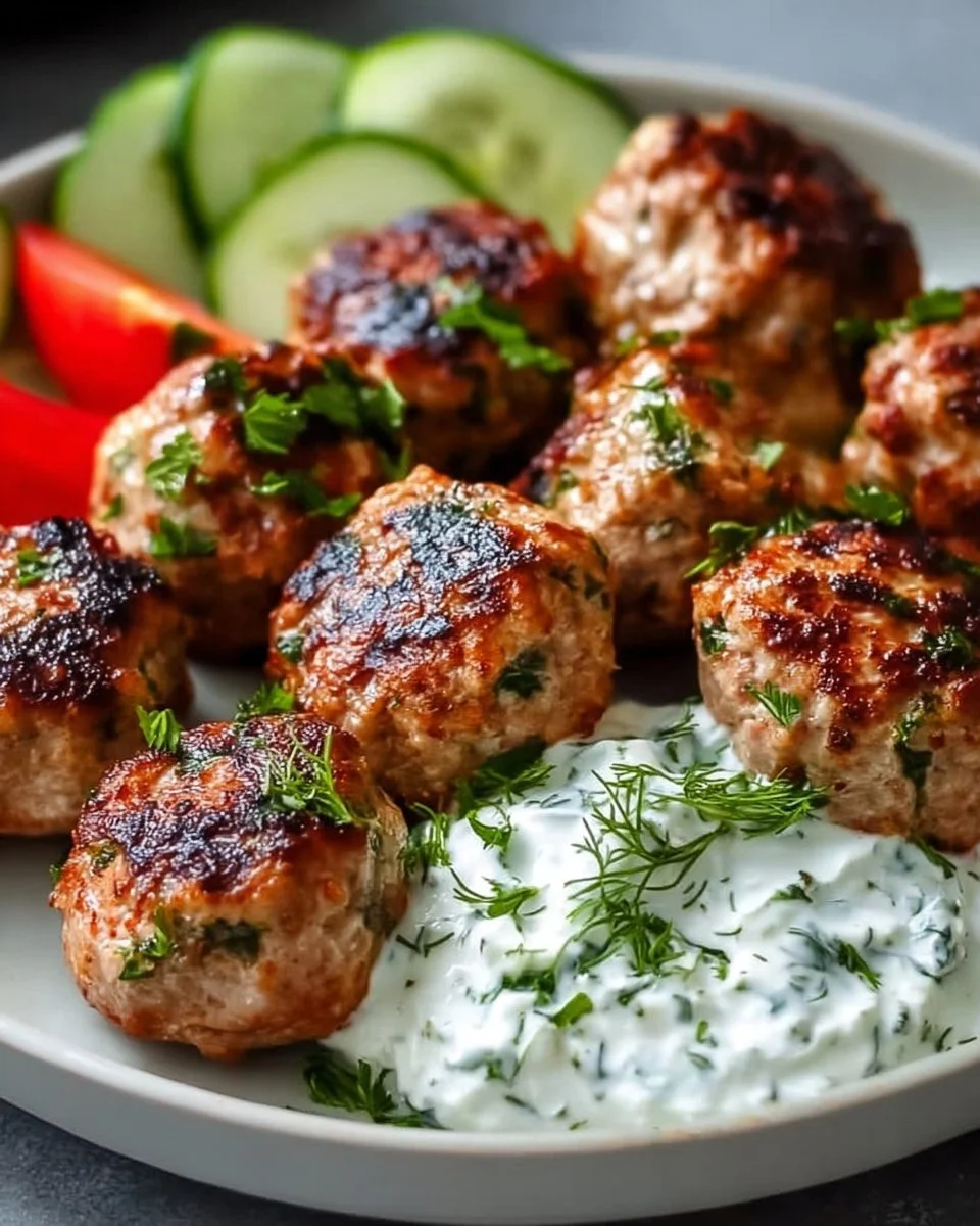 Greek Turkey Meatballs with Tzatziki