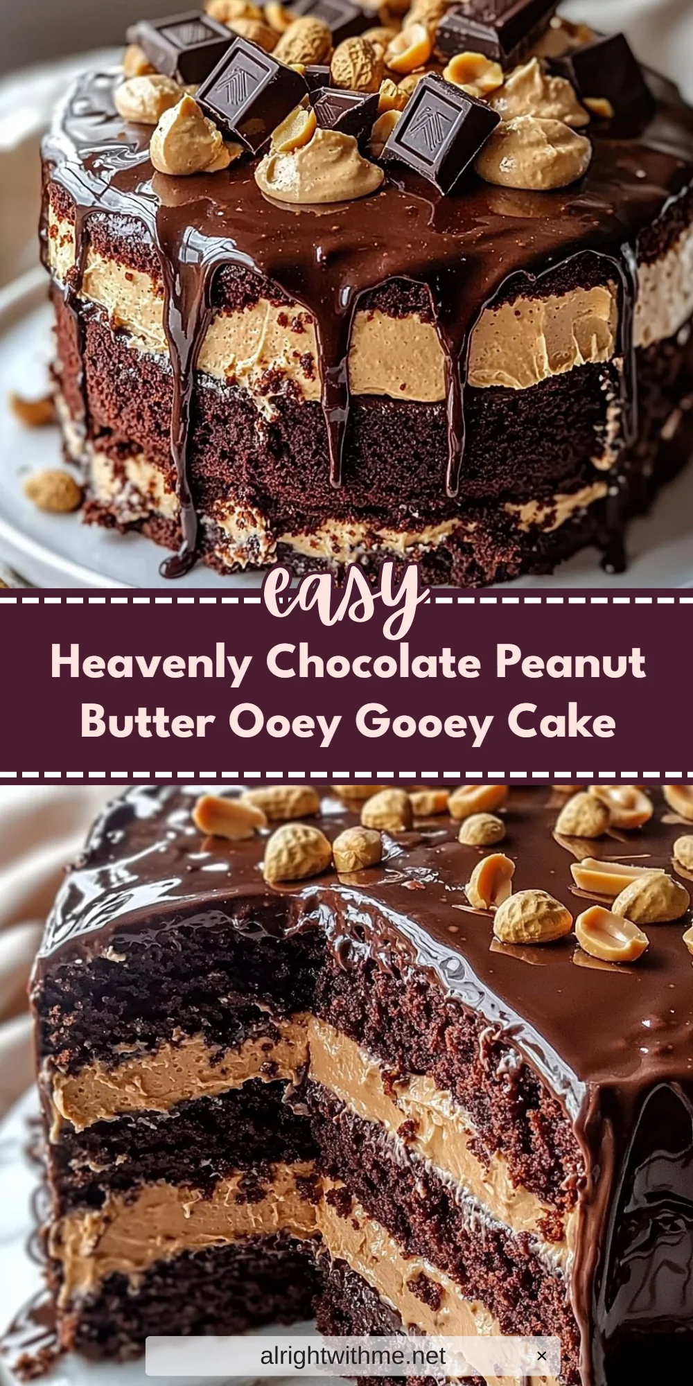Heavenly Chocolate Peanut Butter Ooey Gooey Cake