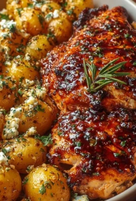 Delicious Honey BBQ Chicken served with garlic parmesan potatoes