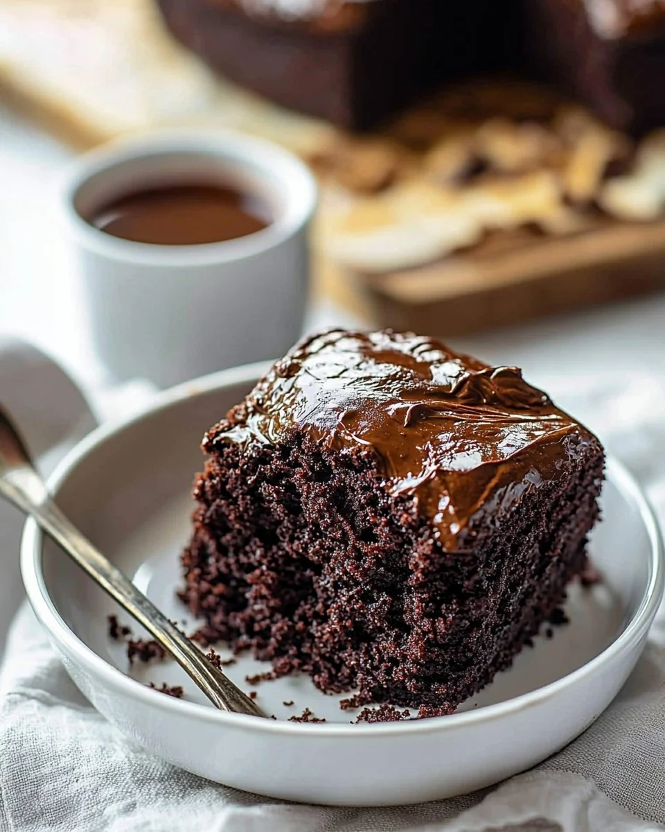 Delicious homemade Hot Fudge Cake with rich chocolate fudge topping