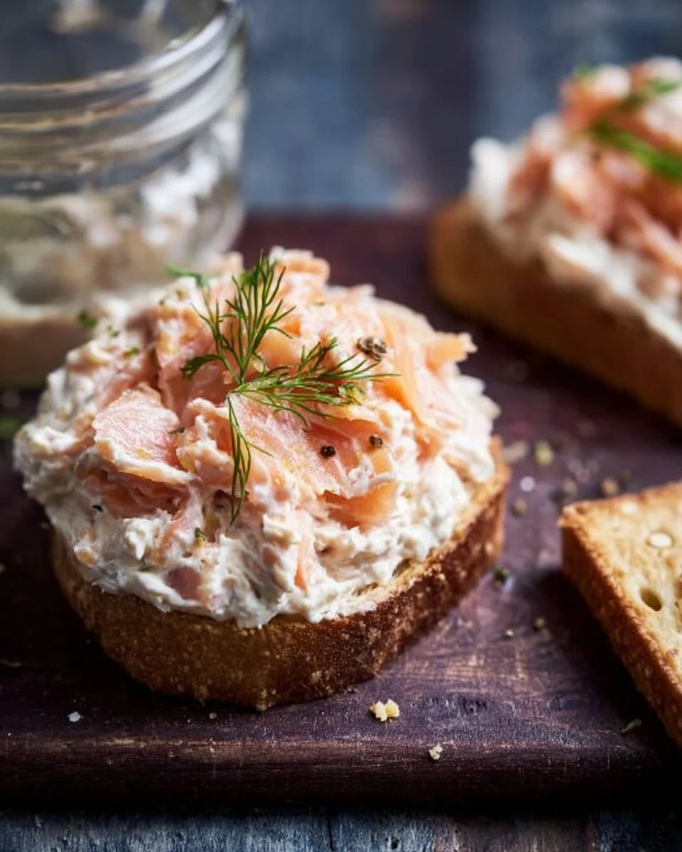 Ina Garten's delicious smoked salmon spread served in a bowl with crackers.
