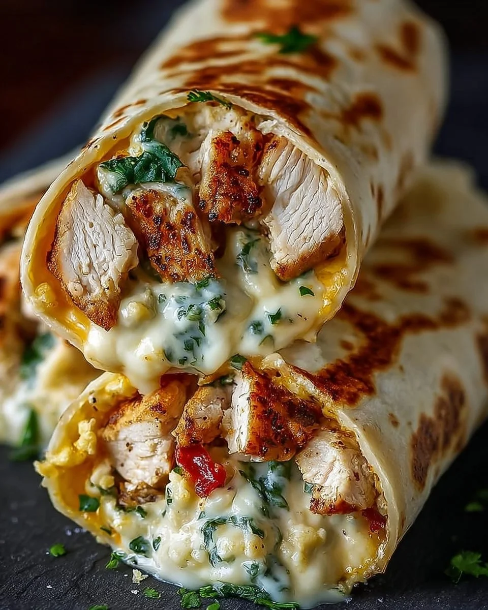 Low Carb Cheesy Garlic Chicken Wraps