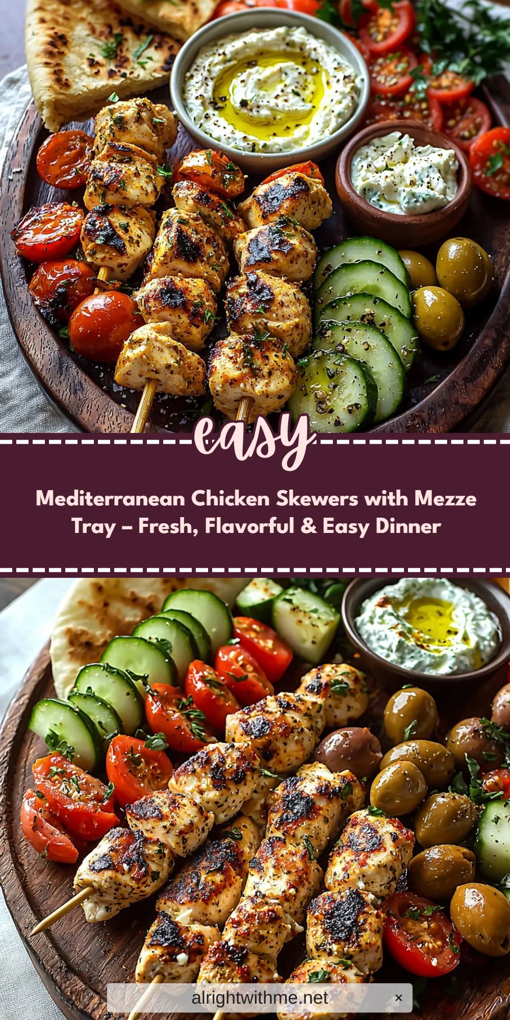 Mediterranean Chicken Skewers with Mezze Tray – Fresh, Flavorful & Easy Dinner