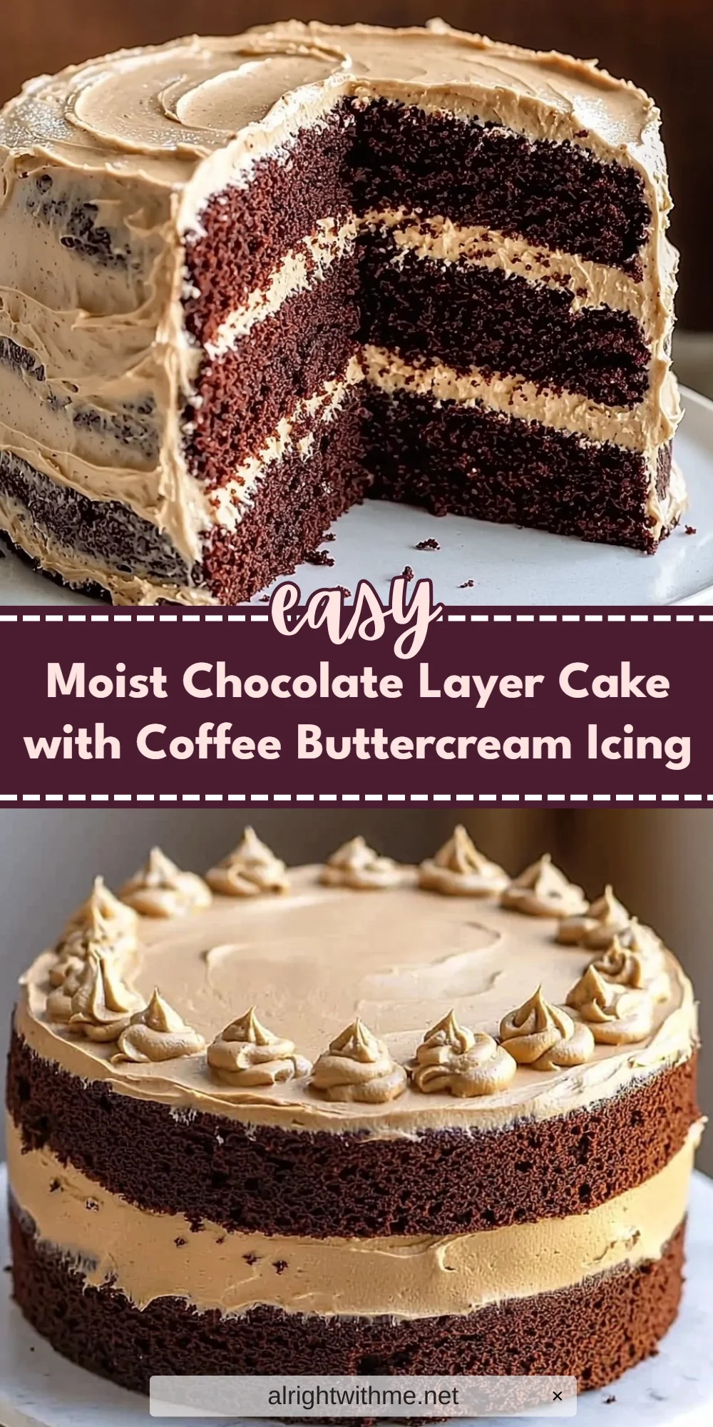 Moist Chocolate Layer Cake with Coffee Buttercream Icing