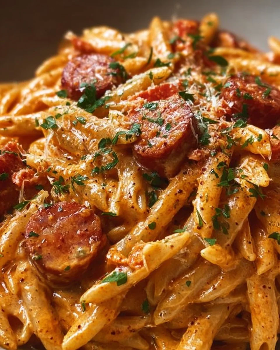 One-Pot Creamy Spicy Cajun Sausage Pasta