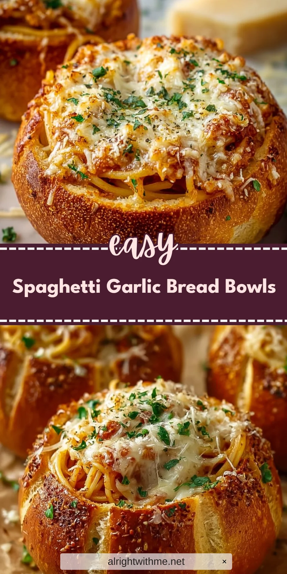 Spaghetti Garlic Bread Bowls
