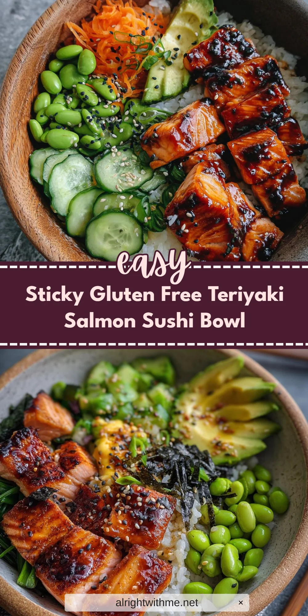 Sticky Gluten Free Teriyaki Salmon Sushi Bowl