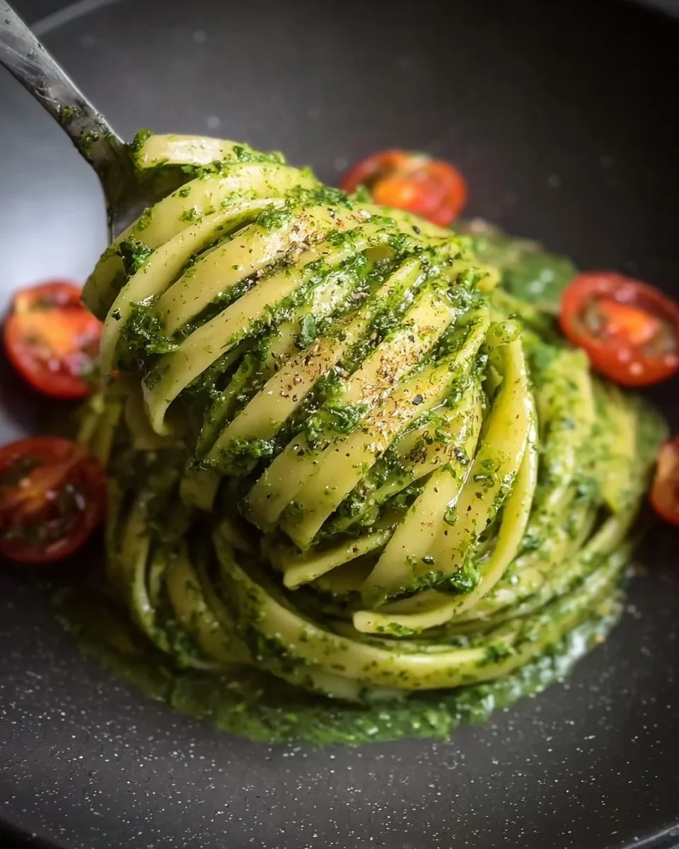 Summer Linguine with Spinach Pesto