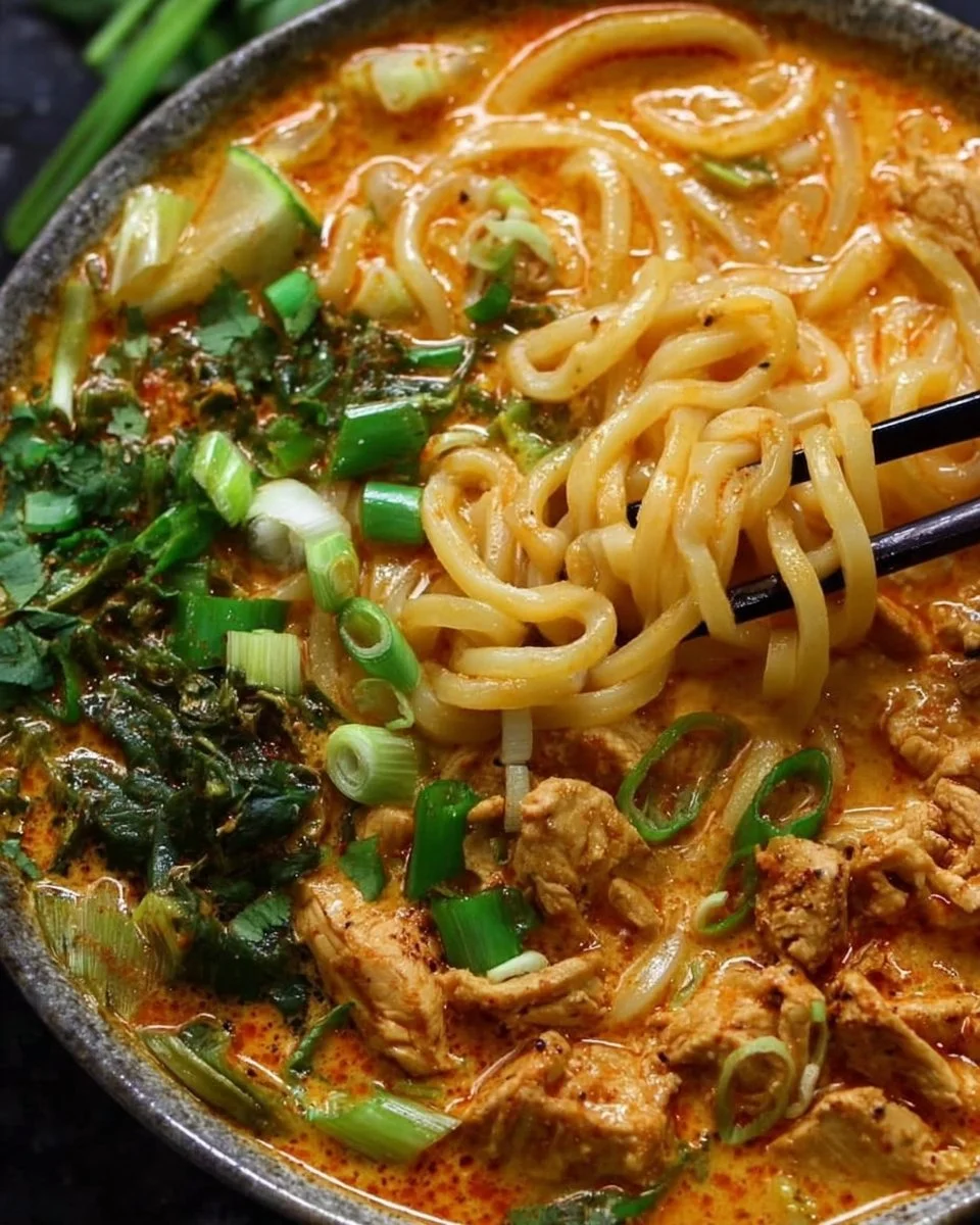 Thai-Inspired Coconut Red Curry Chicken Udon