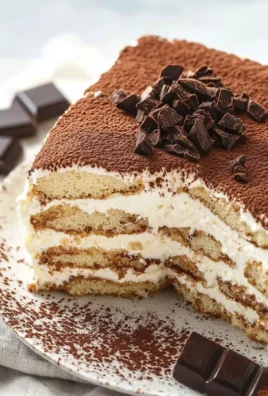 Delicious homemade tiramisu with layers of coffee and mascarpone cheese