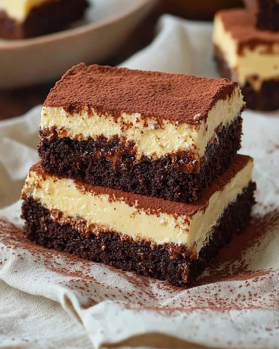 Delicious tiramisu brownies with coffee and chocolate flavors