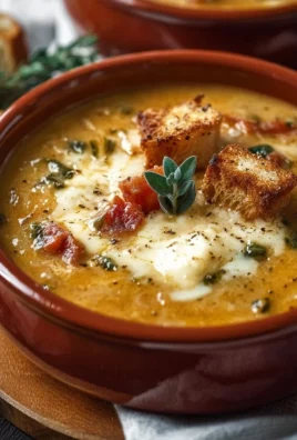 Bowl of hearty Tuscan Soup garnished with fresh herbs and vegetables