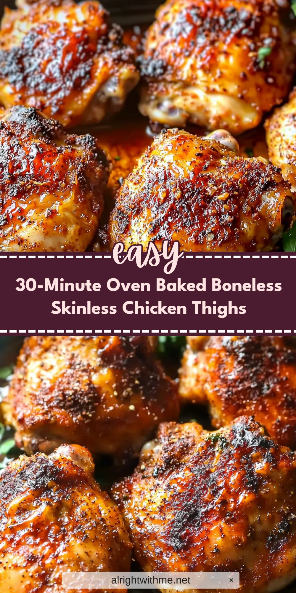 30-Minute Oven Baked Boneless Skinless Chicken Thighs