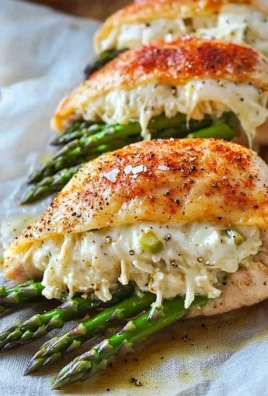 Juicy asparagus stuffed chicken breast garnished with herbs and spices