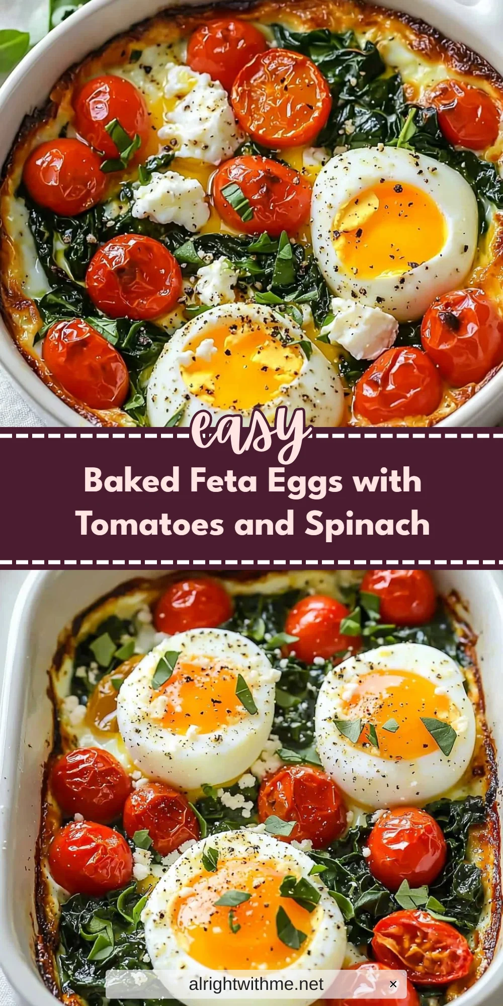 Baked Feta Eggs with Tomatoes and Spinach