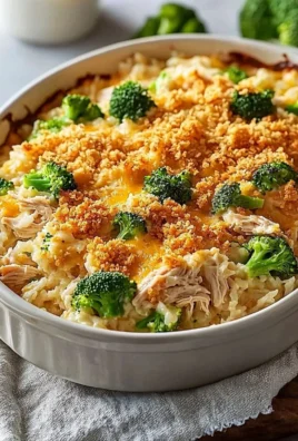 Delicious rotisserie chicken casserole topped with cheese and herbs