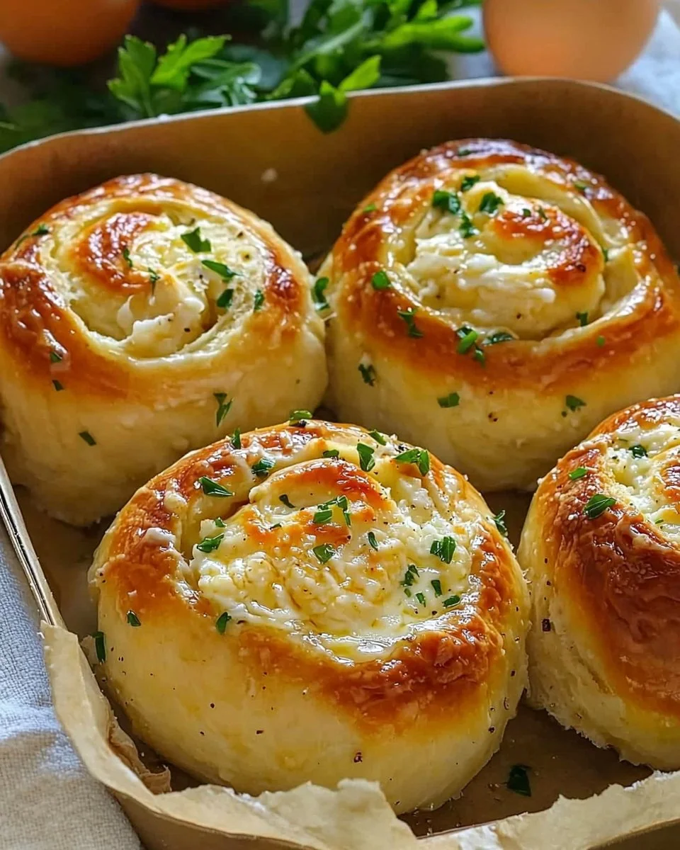 Buttery cheese garlic rolls fresh out of the oven, topped with herbs