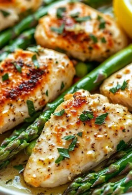 Caesar Chicken with Asparagus served on a plate