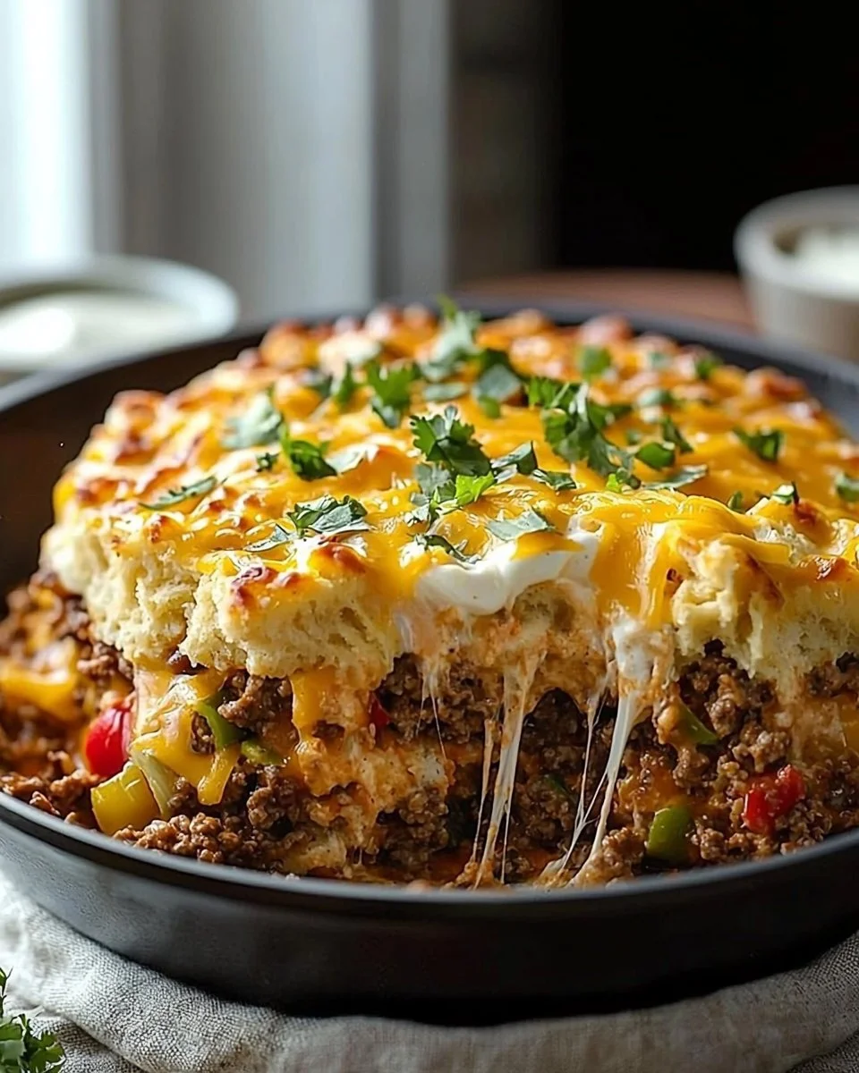 Delicious Cattle Drive Casserole served in a rustic dish