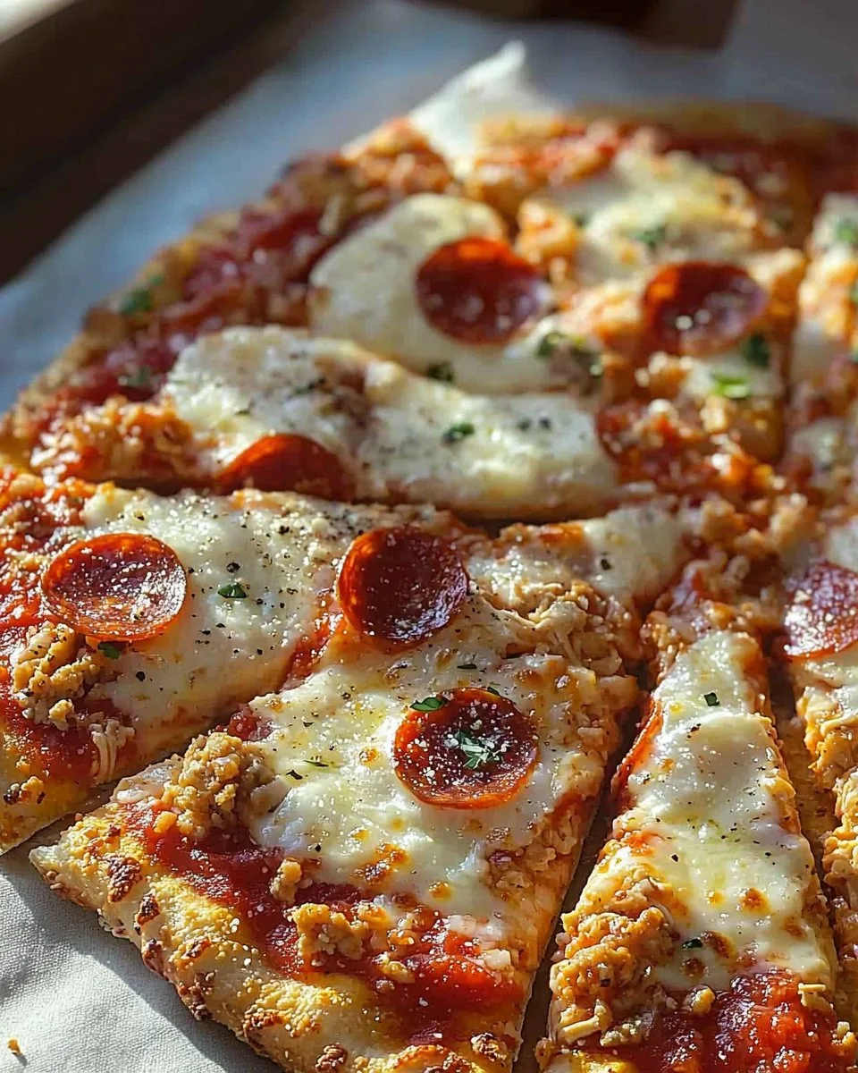Delicious Chicken Crust Pizza topped with fresh ingredients