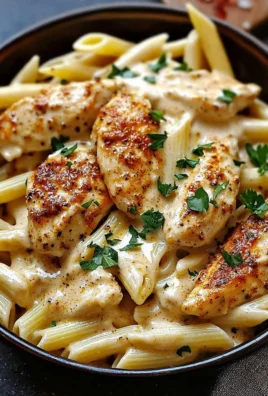 Creamy Cajun chicken pasta dish garnished with fresh herbs and spices.