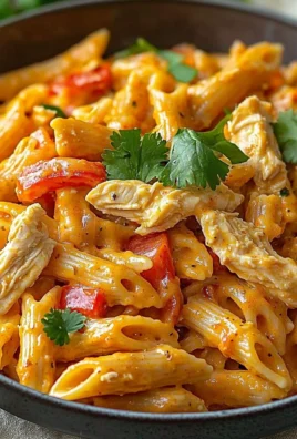 Creamy Chicken Fajita Pasta served with colorful bell peppers and chicken strips