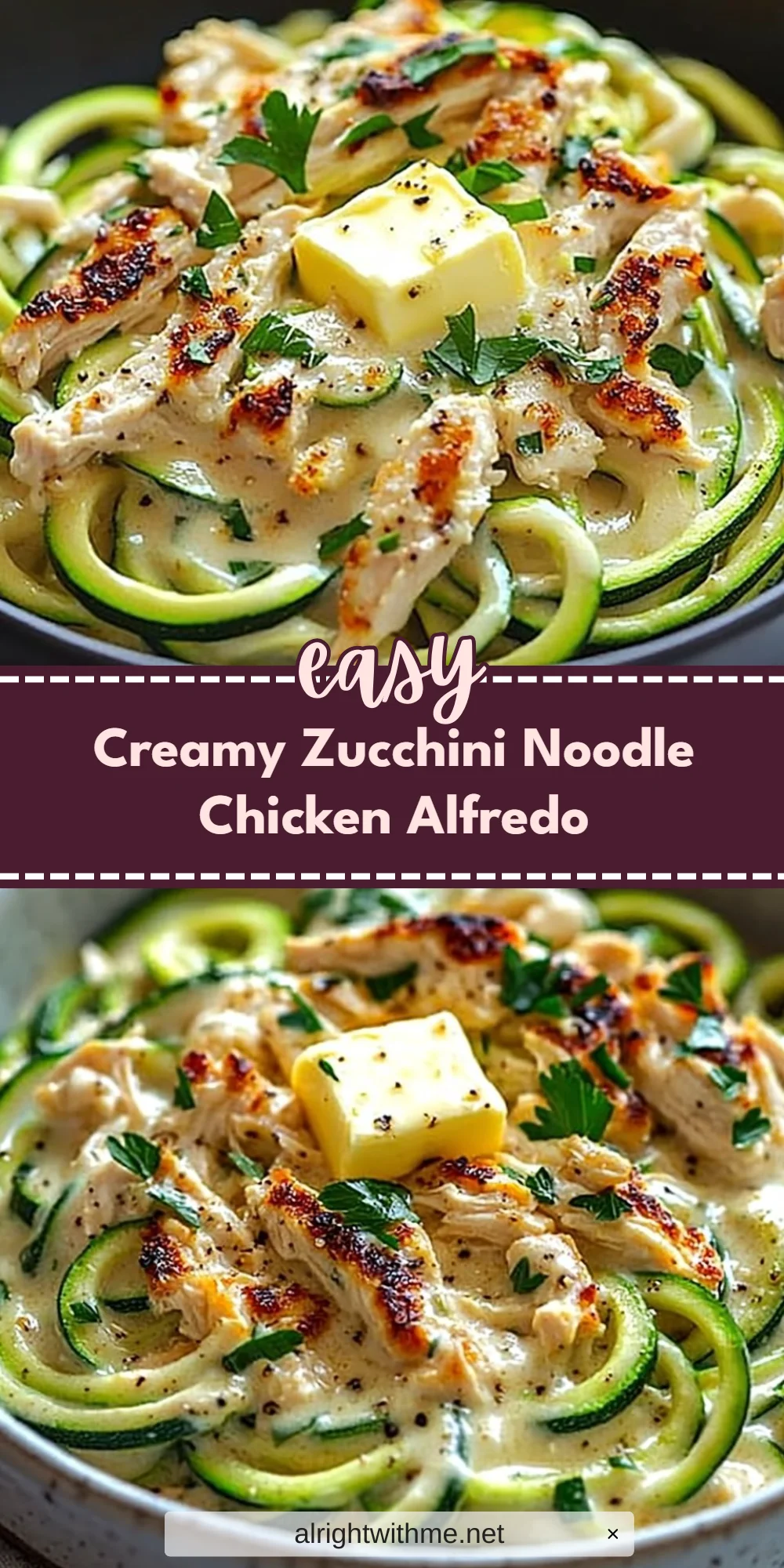 Creamy Zucchini Noodle Chicken Alfredo