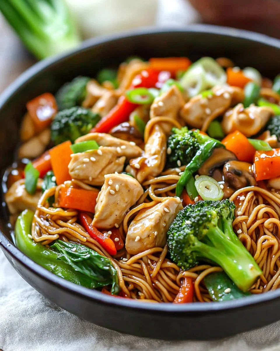 Delicious easy chicken stir fry loaded with colorful vegetables